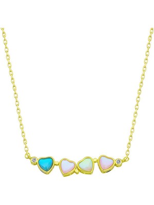 Renkli Açılabilen Yonca 925 Ayar Gümüş Kadın Kolye