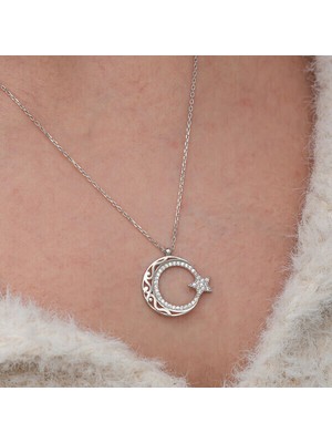 Ay Yıldız 925 Ayar Gümüş Kadın Kolye