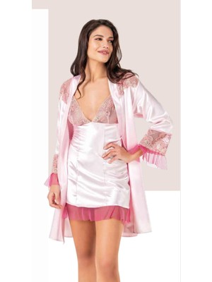 Iç Giyim Moongirl Saten Kısa Ikili Gecelik Takım