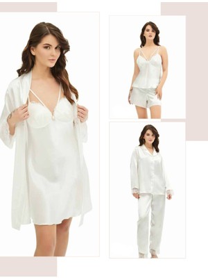 Iç Giyim Moongirl Saten Gecelik Set Takım