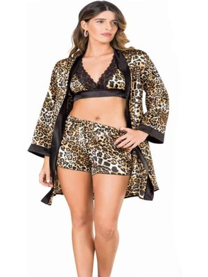 Iç Giyim Moongirl Saten Şortlu 3'lü Gecelik Takım