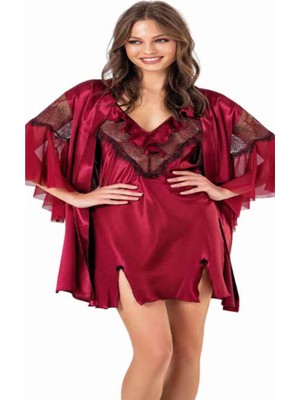 Iç Giyim Moongirl Saten Kısa Ikili Gecelik Takım