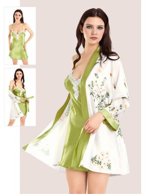 Iç Giyim Moongirl Saten Kısa Ikili Gecelik Takım