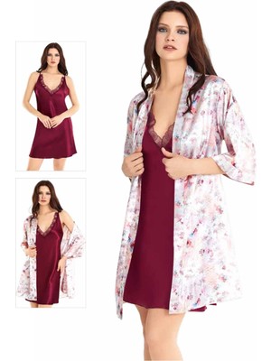 Iç Giyim Moongirl Saten Kısa Ikili Gecelik Takım