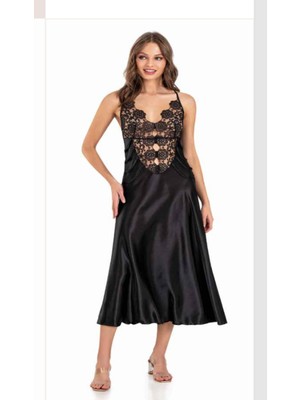 Iç Giyim Moongirl Uzun Saten Gecelik