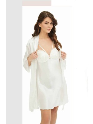 Iç Giyim Moongirl Saten Kısa Ikili Gecelik Takım