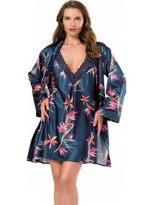 Iç Giyim Moongirl Saten Kısa Ikili Gecelik Takım