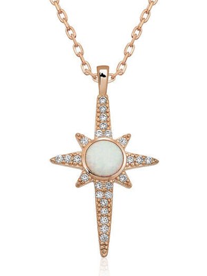 Opal Taşı Yıldız 925 Ayar Gümüş Kolye