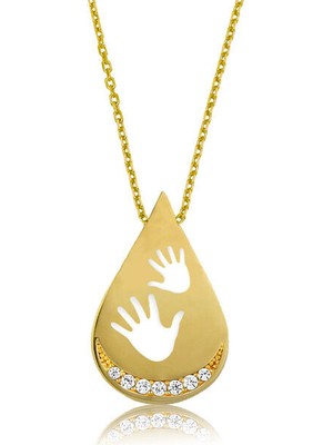 Bebek Elleri Gold 925 Ayar Gümüş Kolye