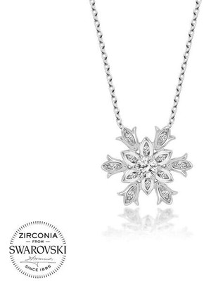  Taşlı Kar Tanesi 925 Ayar Gümüş Kolye