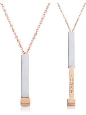 Rose Kişiye Özel Isim Yazılabilen  925 Ayar Gümüş Kadın Kolye