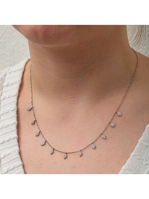 Şans Baklava Kesim 925 Ayar Gümüş Kadın Kolye