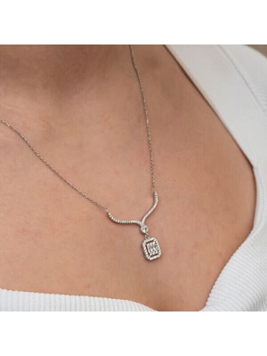 Baget Taşlı Gerdanlık 925 Ayar Gümüş Kadın Kolye