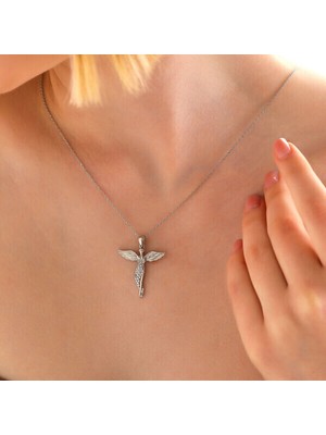 Melek Kanatlı 925 Ayar Gümüş Kolye