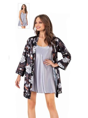 Iç Giyim Moongirl Saten Kısa Ikili Gecelik Takım