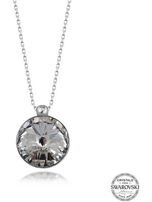  Crystal Taşlı  Çerçeveli 925 Ayar Gümüş Kolye