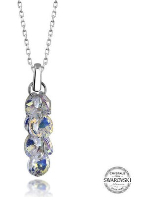  Crystal Taşlı Salkım 925 Ayar Gümüş Kolye