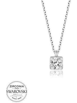   Taşlı Tek Taş 925 Ayar Gümüş Kolye