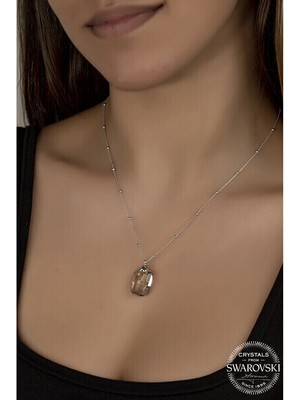  Crystal Taşlı Baget  Top  Zincir 925 Ayar Gümüş Kolye