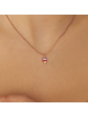 Rose Rekli Dondurma 925 Gümüş Ayar Kadın Kolye