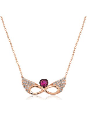 Rose Kanatlı Sonsuz Kalp 925 Ayar Gümüş Kolye