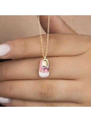 Gold Pabuç Kız Çocuk  925 Ayar Gümüş Kadın Kolye