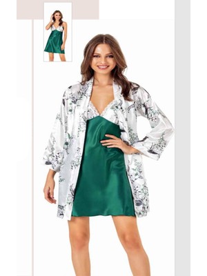 Iç Giyim Moongirl Saten Kısa Ikili Gecelik Takım