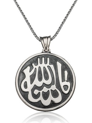 Maşallah Allah Muhammet Yazılı 925 Ayar Gümüş Kolye