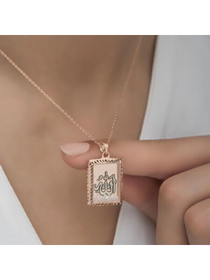 Rose Arapca Allah Muhammet Yazılı 925 Ayar Gümüş Kolye