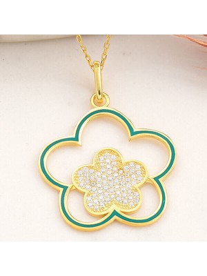 Gold Çiçegi 925 Ayar Gümüş Kadın Kolye