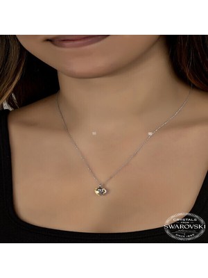  Crystal Taşlı Kalp 925 Ayar Gümüş Kolye