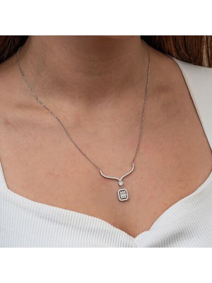 Baget Taşlı Gerdanlık 925 Ayar Gümüş Kadın Kolye