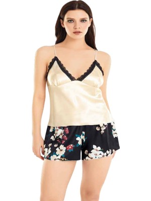 Iç Giyim Moongirl Saten Şortlu Gecelik Takım