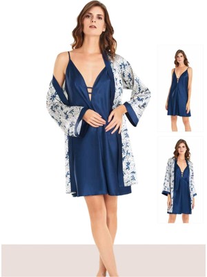 Iç Giyim Moongirl Saten Kısa Ikili Gecelik Takım