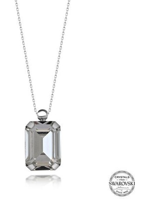 Crystal Taşlı  Baget 925 Ayar Gümüş Kolye