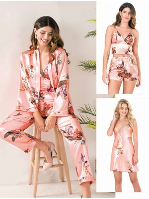 Iç Giyim Moongirl Saten Gecelik Set Takım