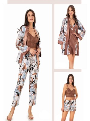 Iç Giyim Moongirl Saten Gecelik Set Takım