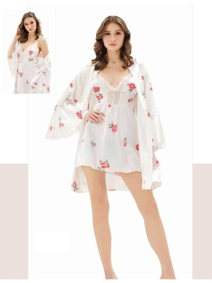 Iç Giyim Moongirl Saten Kısa Ikili Gecelik Takım