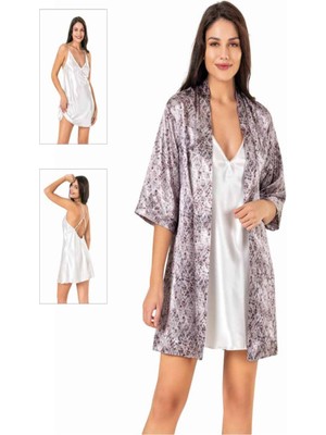 Iç Giyim Moongirl Saten Kısa Ikili Gecelik Takım