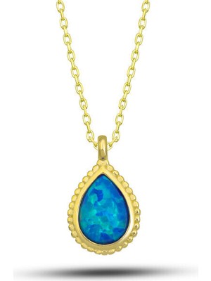 Gold Opal Taşı 925 Ayar Gümüş Kadın Kolye