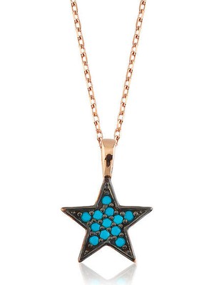 Firuze Taşlı Yıldız 925 Ayar Gümüş Kolye