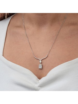 Baget Taşlı Gerdanlık 925 Ayar Gümüş Kadın Kolye