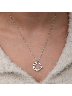 Ay Yıldız 925 Ayar Gümüş Kadın Kolye