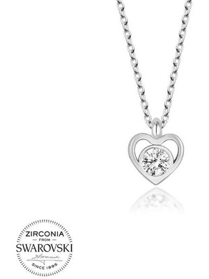  Taşlı  Kalp 925 Ayar Gümüş Kolye