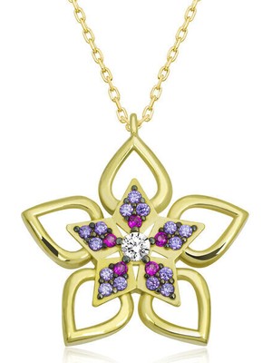 Gold Çiçegi 925 Ayar Gümüş Kadın Kolye