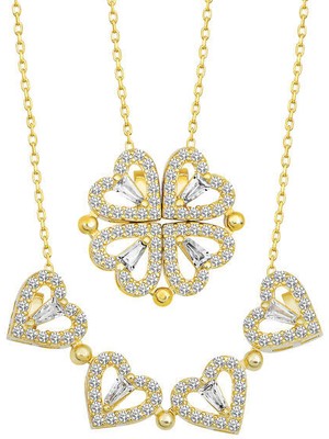 Gold Açılabilen Kalp  925 Ayar Gümüş Kadın Kolye