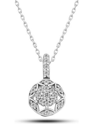 Çiçek Zirkon Taşlı 925 Ayar Gümüş Kadın Kolye