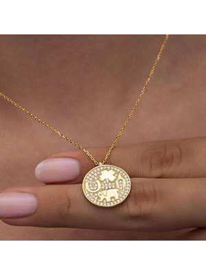 Gold Fil Motifli Şans 925 Ayar Gümüş Kadın Kolye