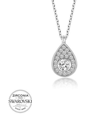  Taşlı Damla  925 Ayar Gümüş Kolye