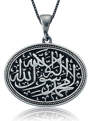 Allah Muhammet I Tevhit Yazılı 925 Ayar Gümüş Kolye